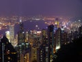 Night metropolis in lights. Hong Kong night Royalty Free Stock Photo
