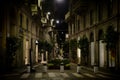 Night in Milan, dark street