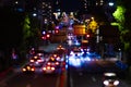 A night miniature downtown street in Tokyo tiltshift