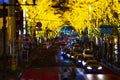 A night miniature illuminated street in Shibuya tiltshift