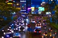 A night miniature neon street at the downtown in Ho Chi Minh Vietnam tiltshift