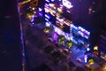 A night miniature neon town at Nguyen Hue street in Ho Chi Minh tiltshift