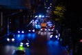 A night miniature traffic jam at the city street in Tokyo