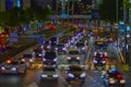 A night miniature urban city street in Aoyama tiltshift