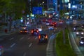 A night miniature urban city street in Aoyama tiltshift