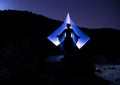 Night model in mountain scenery and illuminated with lights Royalty Free Stock Photo