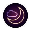 Night moon clouds sky cartoon neon icon style