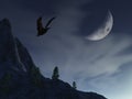 Night Moon Over Mountain Eagle Royalty Free Stock Photo