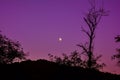 Night, moon over mountain