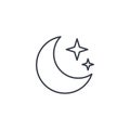 Night, Moon and star thin line icon. Linear vector symbol Royalty Free Stock Photo