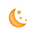 Night, moon, stars. Cute weather realistic icon.