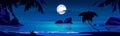 Night moonlight on sea beach island background