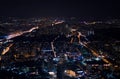 Night Moscow aerial view, capital of Russia.