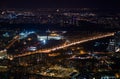Night Moscow aerial view, capital of Russia.