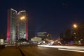 Night Moscow. Novoarbatskiy bridge and city hall Moscow at night Royalty Free Stock Photo