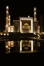 Night mosque reflection on the water Royalty Free Stock Photo