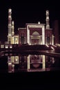 Night mosque with water reflection Royalty Free Stock Photo