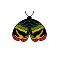 Night moth doodle icon, vector illustration