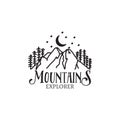 Night Mountain Explorer retro logo hipster design