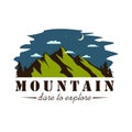 Night Mountain Forest Explorer Adventure Badge Vector Template Design