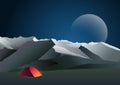 Night mountain landscape with tent