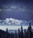 Night mountain winter landscape Royalty Free Stock Photo