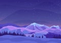 Night mountain winter landscape. Vector illustration Royalty Free Stock Photo