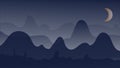 Night mountain winter landscape. Vector illustration. Vector graphics Royalty Free Stock Photo