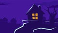 Night mysterious mansion on dark purple background Royalty Free Stock Photo