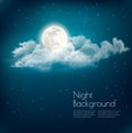 Night nature sky background with cloud and moon.