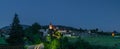 NIght near church with cemetery in Semriach village in south Austria Royalty Free Stock Photo