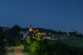 NIght near church with cemetery in Semriach village in south Austria Royalty Free Stock Photo