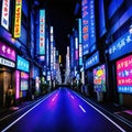 night of the neon street at the downtown wide Shinjuku district Tokyo Here is an Royalty Free Stock Photo