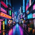 night of the neon street at the downtown wide Shinjuku district Tokyo Here is an Royalty Free Stock Photo