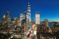 Night New York City, Manhattan famous top view. Manhattan from above. NYC panorama. NYC skyline at twilight. New York Royalty Free Stock Photo