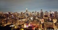 Night New York City, Manhattan famous top view. Manhattan from above. NYC panorama. NYC skyline at twilight. New York Royalty Free Stock Photo