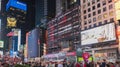 Night New York cityscape view. People on Time Square. New York. USA.