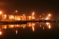 Night oil tanks in the harbor Royalty Free Stock Photo