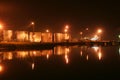 Night oil tanks in the harbor Royalty Free Stock Photo