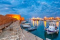 Night old harbour of Heraklion, Crete, Greece Royalty Free Stock Photo