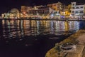 The night in the old venecian port of Chania, Crete. Royalty Free Stock Photo