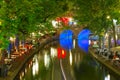 Night Oudegracht and bridge, Utrecht, Netherlands