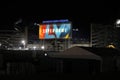 At night outside the stadium of Super Bowl LV at the Raymond James Stadium in Tampa, Florida January 21, 2021