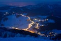 Night over the small mountains village, beautiful view from hill, Donovaly, Slovakia