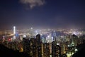 Night over Victoria Harbor as viewed atop Victoria Peak in Hong Kong, China Royalty Free Stock Photo