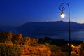 Night over the vineyard terraces in the famous Lavaux wine region, Switzerland.