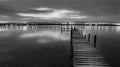 Night over wooden pier near Varna Black sea Royalty Free Stock Photo