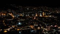 Night Panorama of Bergen city centre from Floyen mountain in Norway in autumn Royalty Free Stock Photo