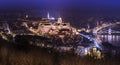 Night panorama of Budapest with Buda Castle, Hungary Royalty Free Stock Photo