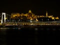 Night panorama of the Castle Hill & the Matthias church in Budapest Royalty Free Stock Photo